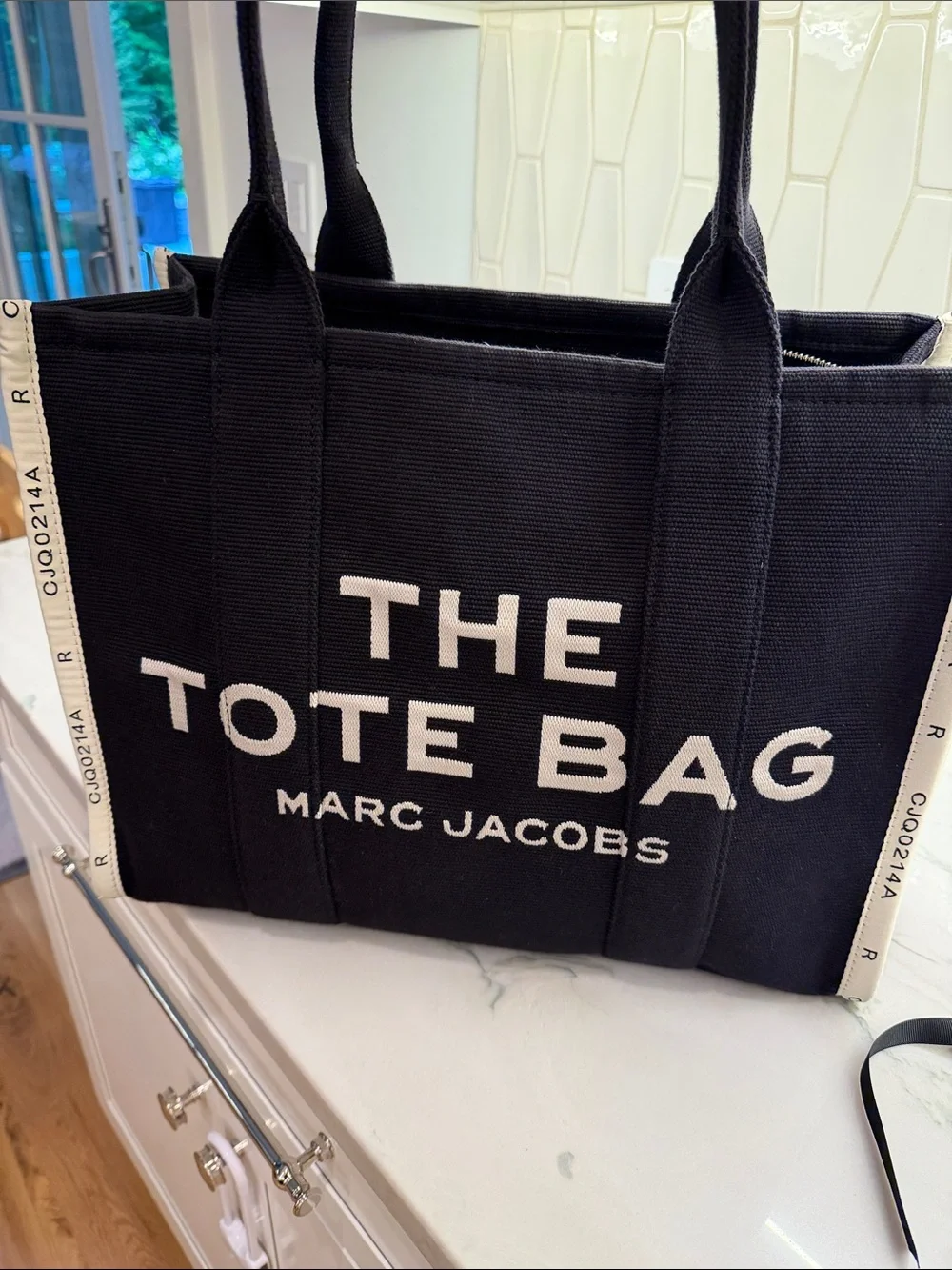 Marc Jacobs Black Canvas Tote Bag with White Logo